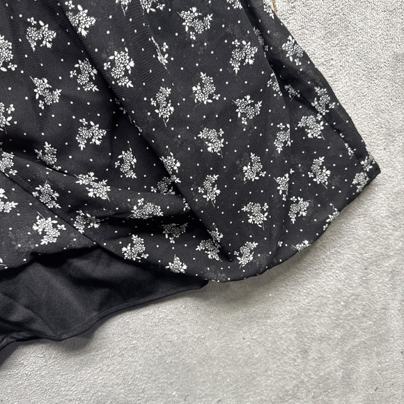 Y2K Floral Sundress Black Fit &‎ Flare Crossback Mini Dress Small Cottagecore - Picture 7 of 9
